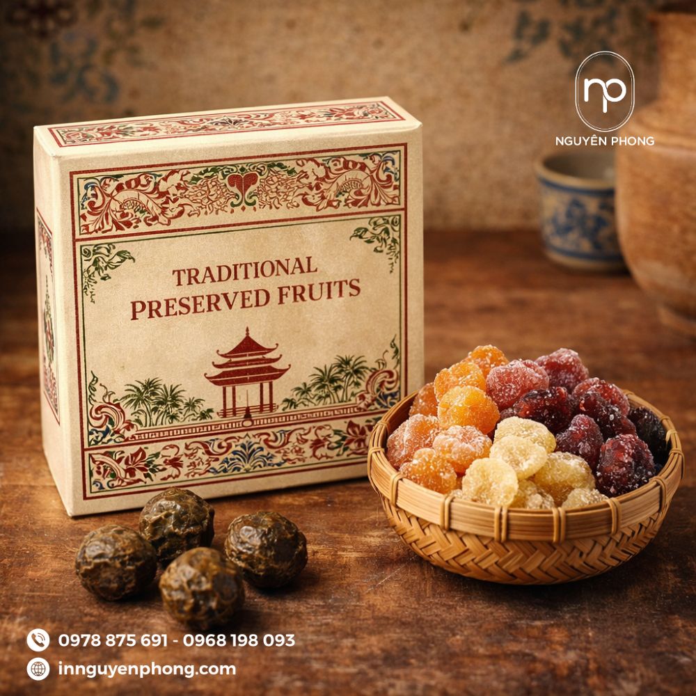 Mẫu thiết kế hộp đựng ô mai sang trong